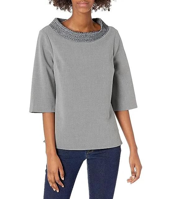 Women's Embellished Roll Neck Top