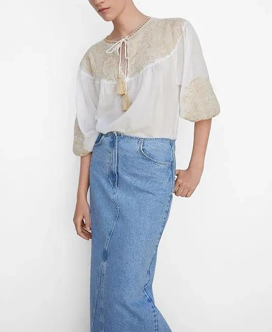 Women's Embroidered Cord Blouse