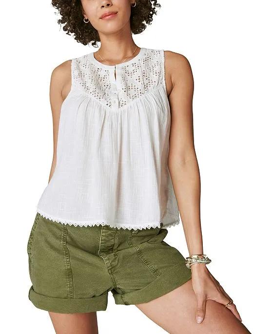 Women's Embroidered Cutwork Tank Top