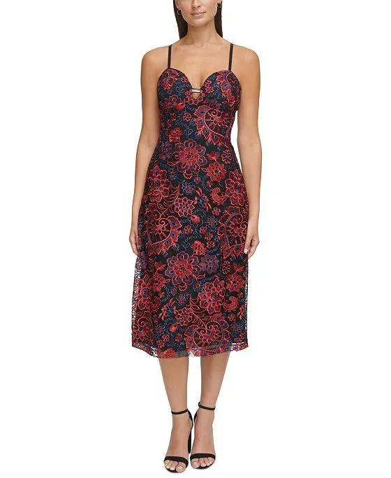 Women's Embroidered Fit & Flare Dress