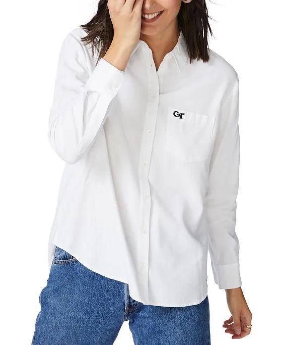 Women's Embroidered Pocket Cotton Shirt