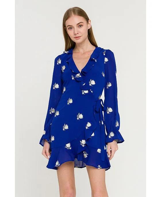 Women's Embroidered Wrap Dress
