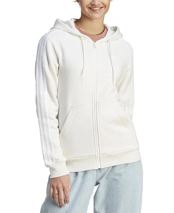 Women's Essentials 3-Stripe Full-Zipper Fleece Hoodie 
