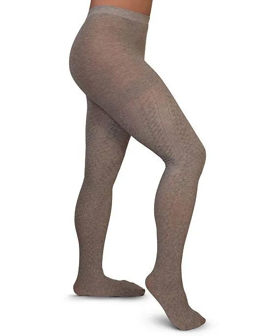 Women's European Made Cable Knit 1 Pair of Tights