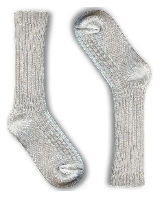 Women's European Made Cotton Ribbed 1 Pair of Knee-Highs