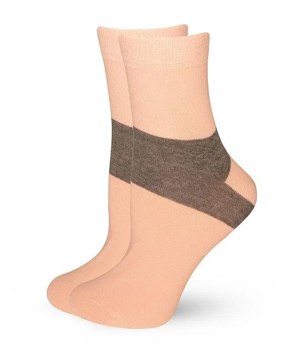 Women's European Made Heel-Stripe Pattern 1 Pair of Cotton Socks