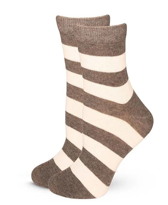 Women's European Made Stripe Pattern 1 Pair of Cotton Socks