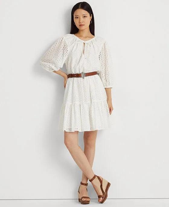 Women's Eyelet-Embroidered Cotton Dress