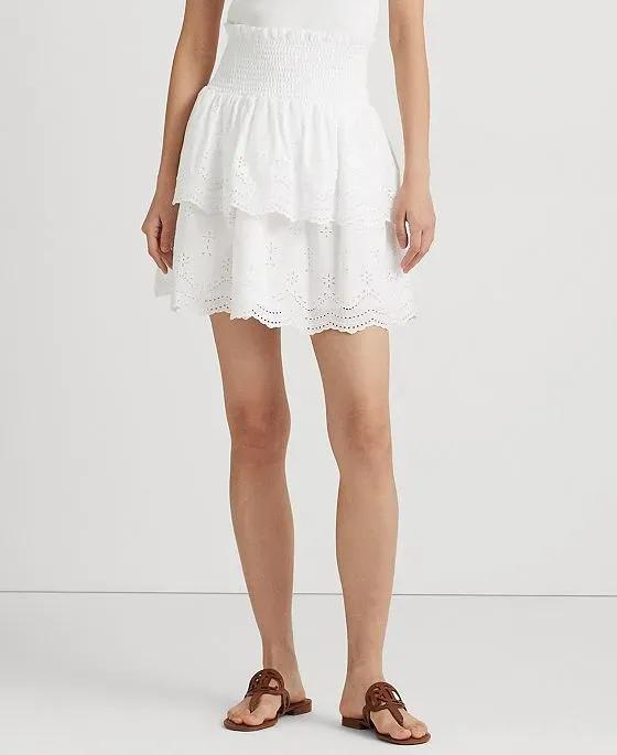 Women's Eyelet-Embroidered Cotton Miniskirt