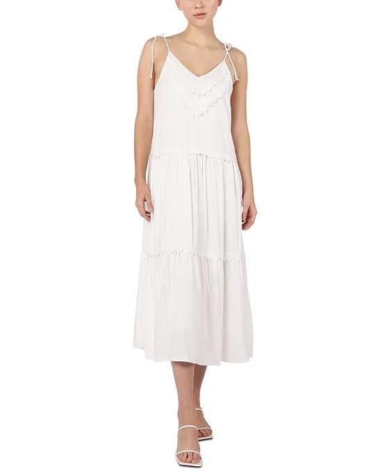 Women's Eyelet-Embroidered Tie-Strap Dress