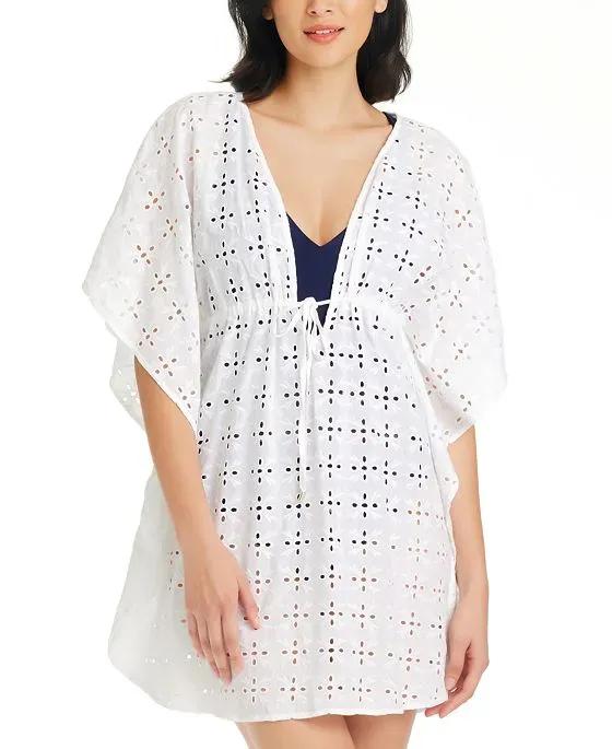 Women's Eyes Wide Open  Cotton Caftan Cover-Up