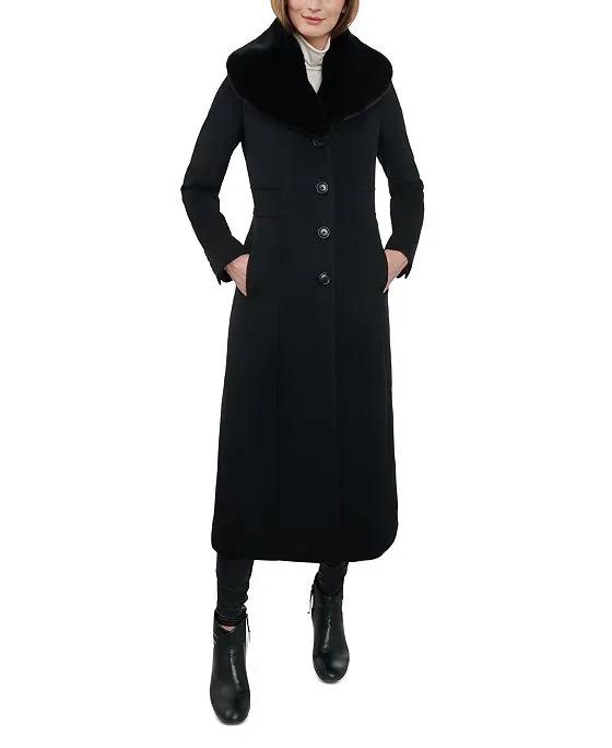 Women's Faux-Fur-Collar Maxi Coat, Created for Macy's