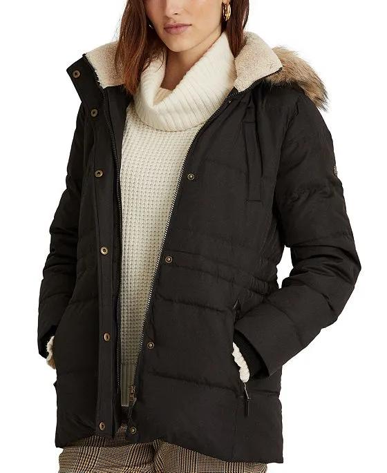 Women's Faux-Fur-Trim Hooded Puffer Coat, Created for Macy's