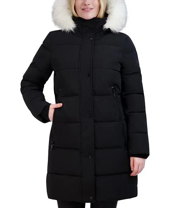 Women's Faux-Fur-Trim Hooded Puffer Coat