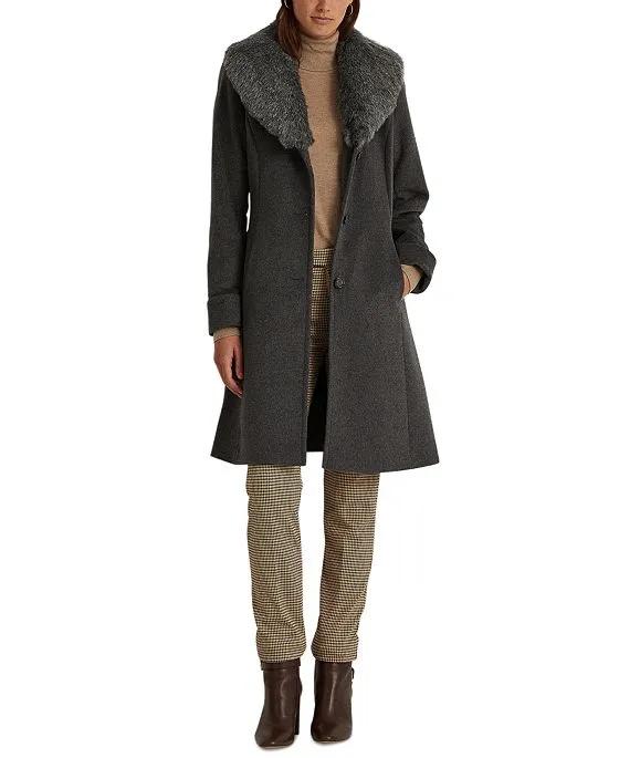 Women's Faux-Fur-Trim Walker Coat