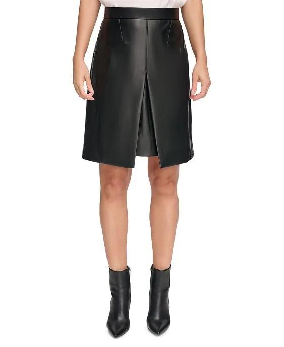 Women's Faux-Leather A-Line Skirt