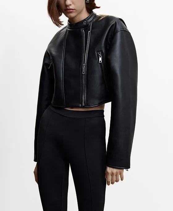 Women's Faux-Leather Biker Jacket