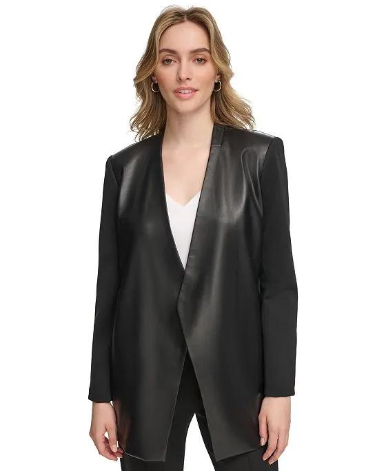 Women's Faux-Leather Combo Jacket