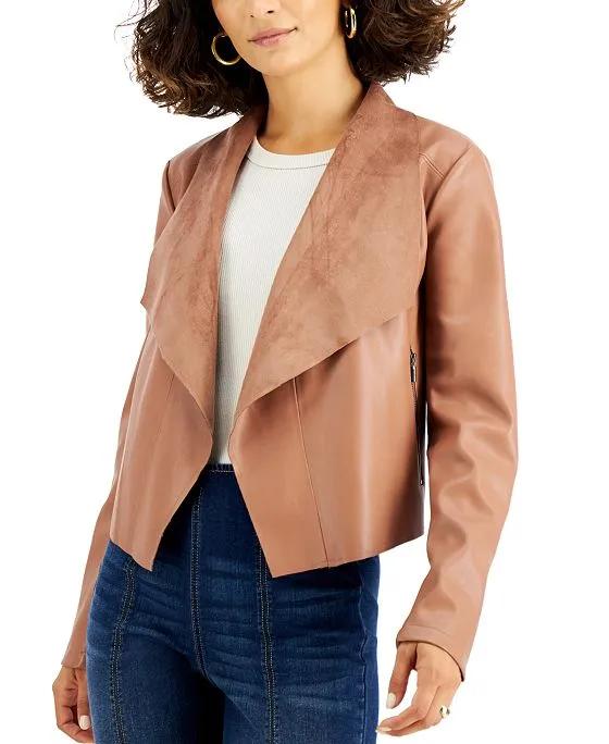Women's Faux-Leather Flyaway Jacket, Created for Macy's 