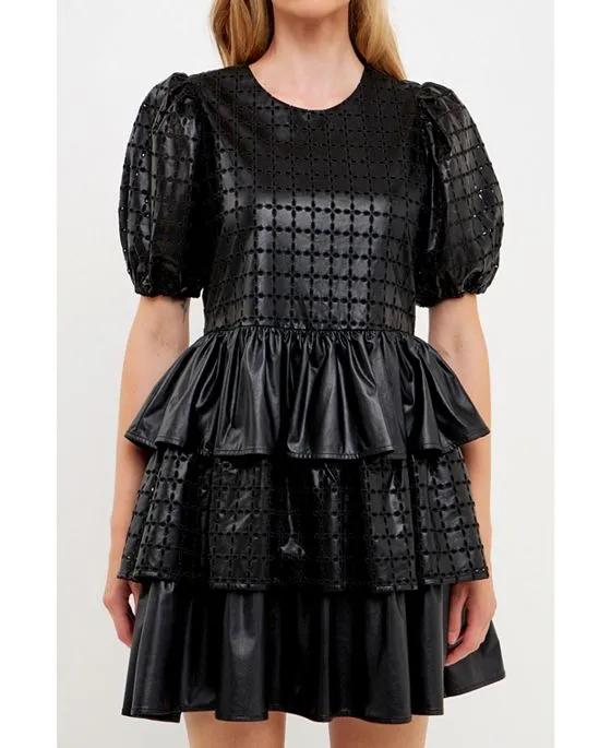 Women's Faux Leather Mini Dress