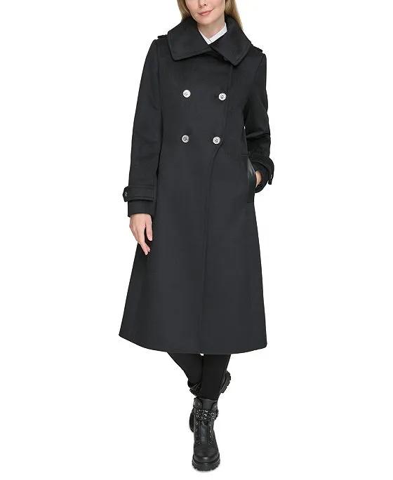 Women's Faux-Leather-Trim Coat