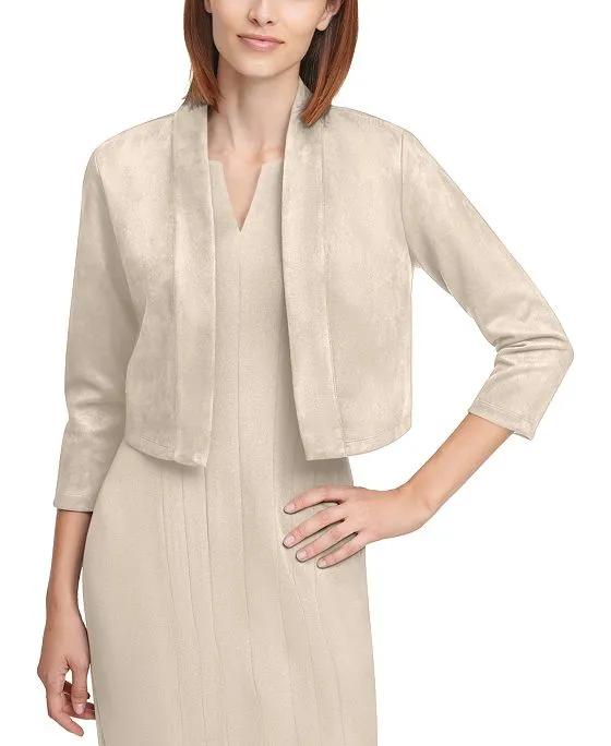Women's Faux-Suede 3/4-Sleeve Shrug