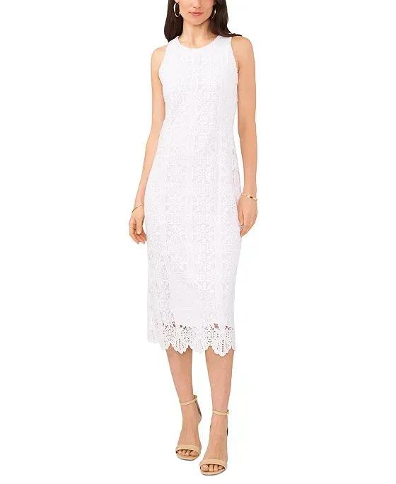 Women's Fitted Lace-Overlay Sleeveless Dress