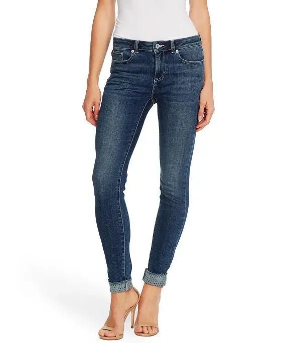 Women's Five Pocket Mid-Rise Denim Skinny Jeans