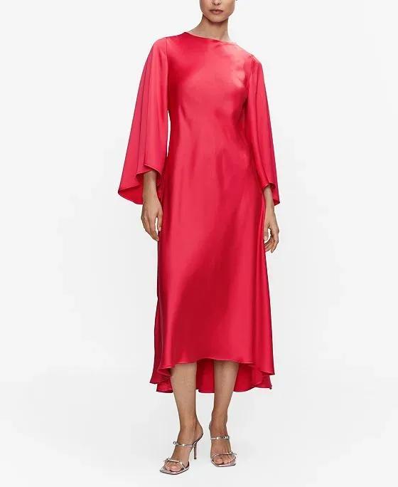 Women's Flared Sleeve Satin Dress
