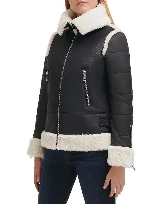 Women's Fleece-Trim Puffer Coat