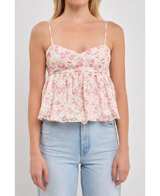 Women's Floral Baby Doll Top