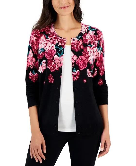 Women's Floral Button-Front Cardigan, Created for Macy's
