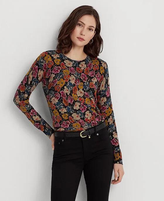 Women's Floral Cotton-Blend Sweater