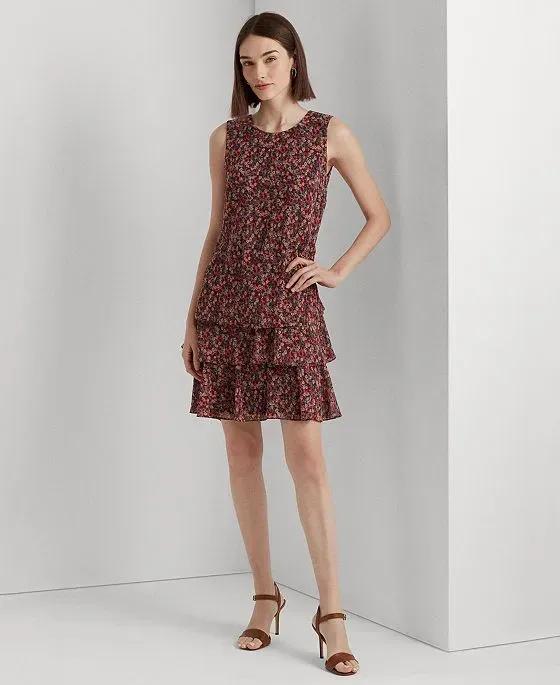 Women's Floral Crinkle Georgette Dress