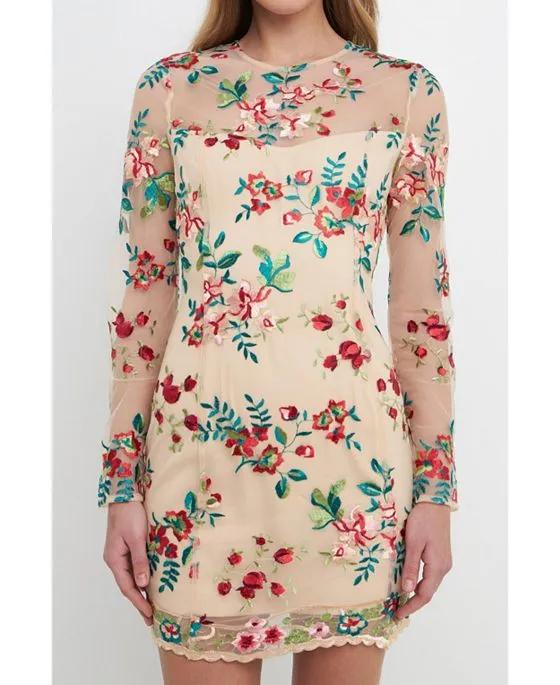 Women's Floral Embroidered Dress