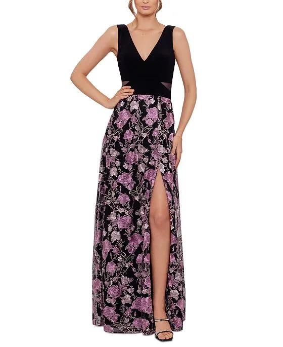 Women's Floral-Embroidered Gown