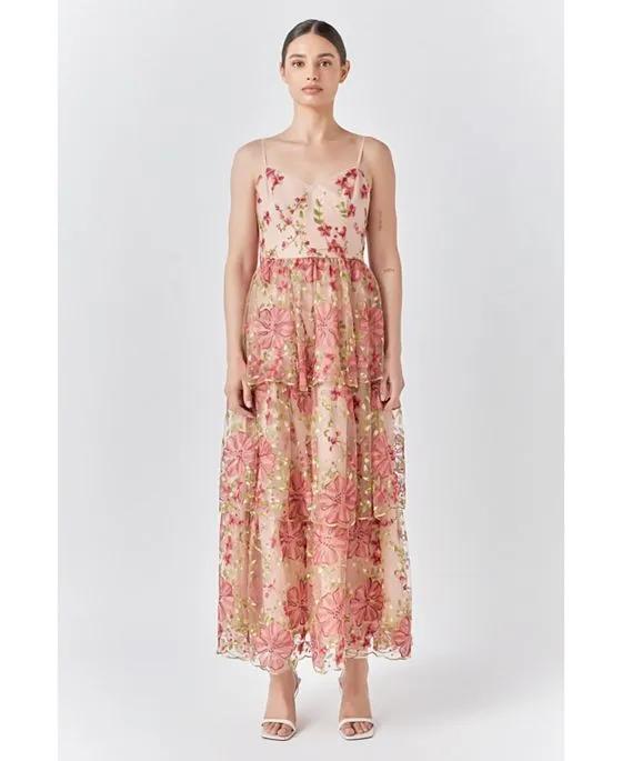 Women's Floral Embroidered Maxi Dress