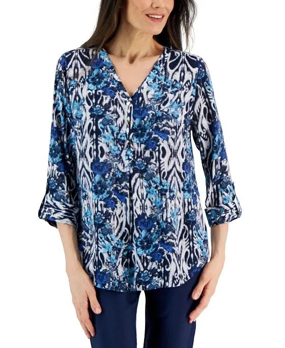 Women's Floral Glide Utility Blouse, Created for Macy's