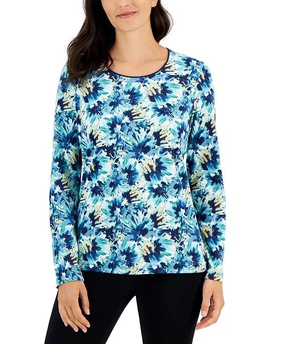 Women's Floral Long-Sleeve Top, Created for Macy's