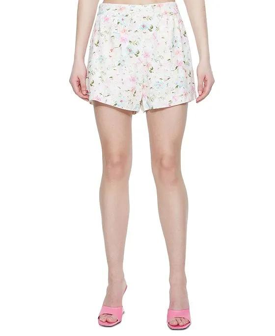 Women's Floral Pleated Pull-On Shorts