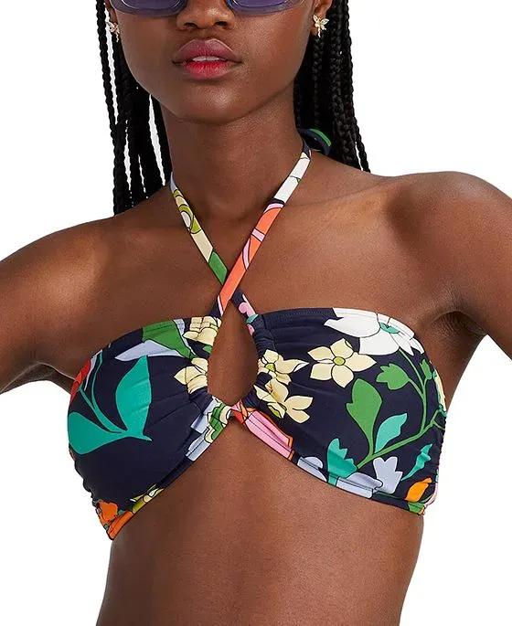Women's Floral-Print Bandeau Bikini Top