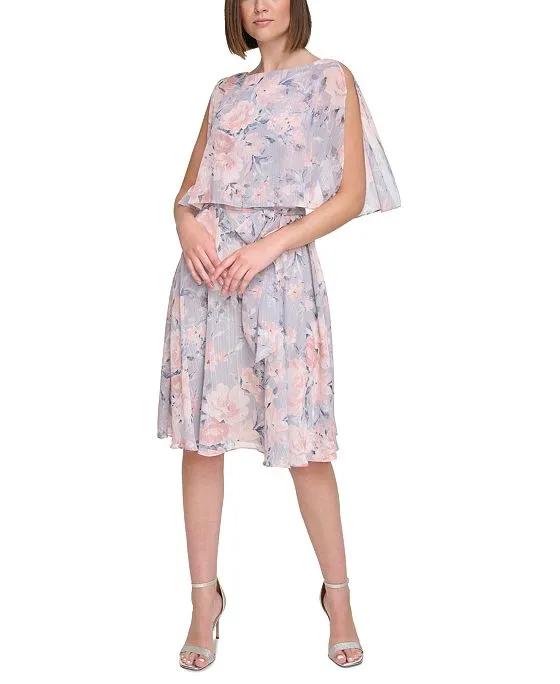 Women's Floral-Print Belted Popover Dress