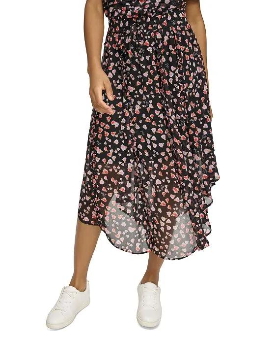 Women's Floral-Print Chiffon Skirt