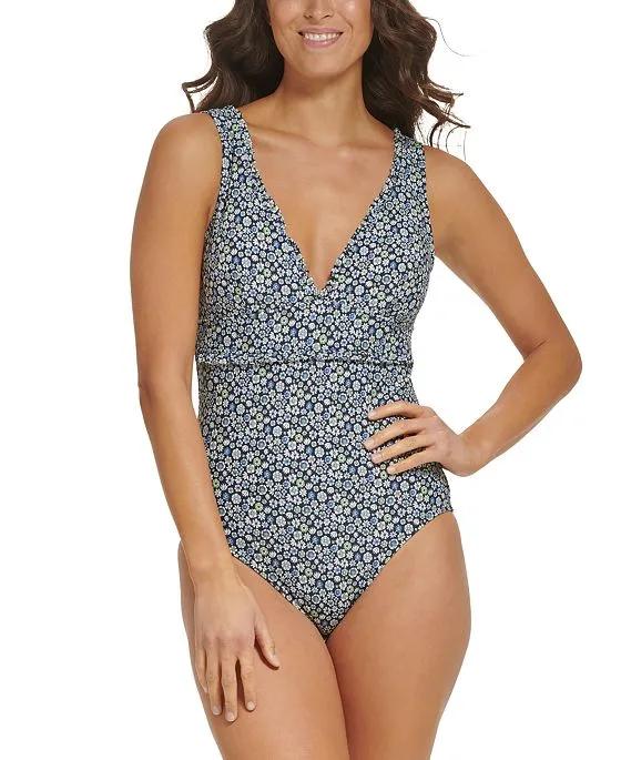 Women's Floral-Print Ruffled One-Piece Swimsuit