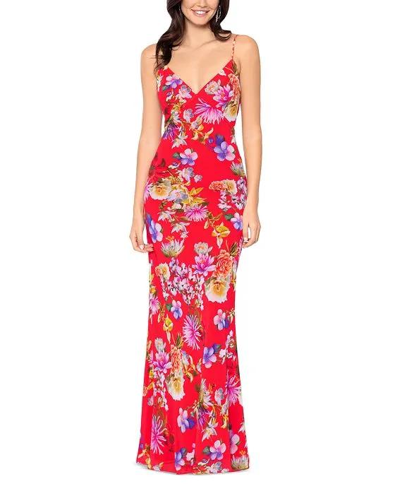 Women's Floral-Print Sleeveless Gown