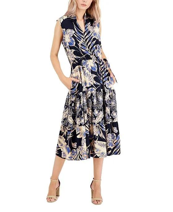 Women's Floral-Print Sleeveless Midi Dress