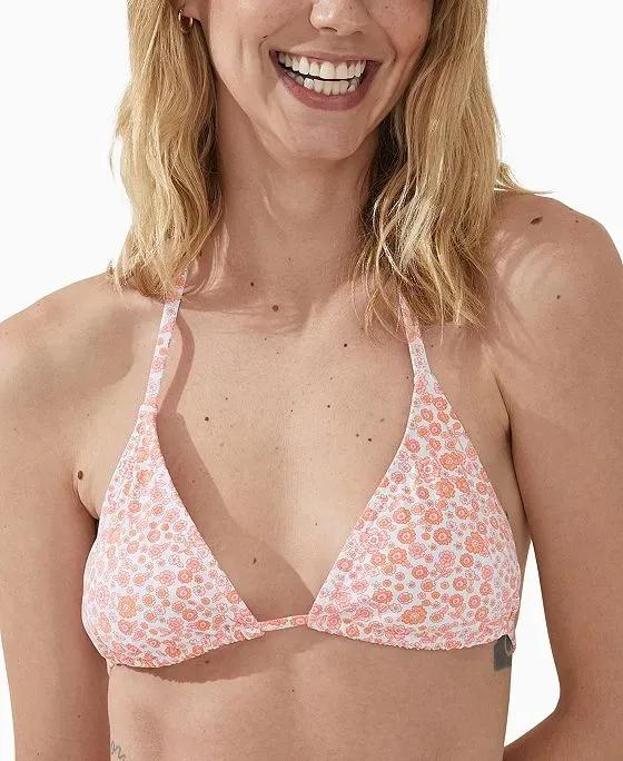 Women's Floral-Print Slider Triangle Bikini Top