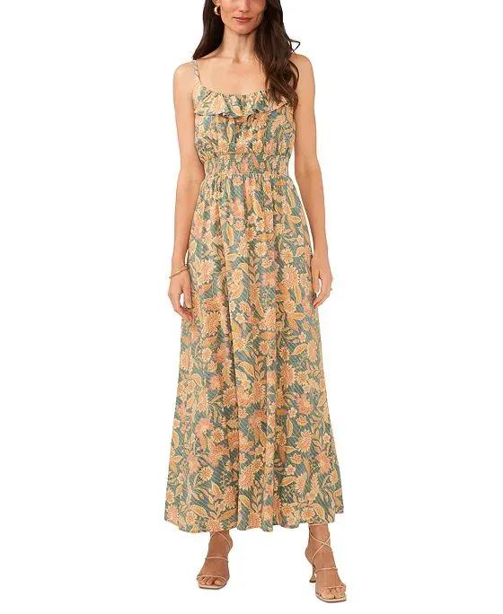 Women's Floral-Print Smocked-Waist Maxi Dress