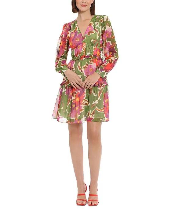 Women's Floral-Print Tiered Dress