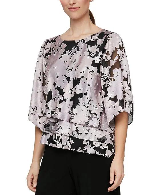 Women's Floral-Print Tiered Top